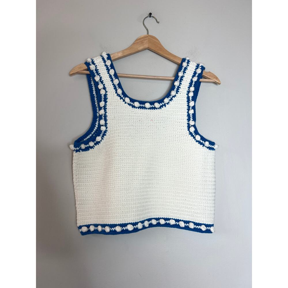 NEW Hunter Bell Clover Sweater Crochet Sleeveless Tank Blue Size: Extra Small - Picture 6 of 7